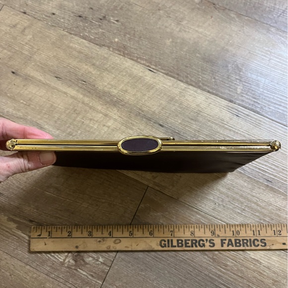 Vintage Etra Burgundy Leather Clutch with Gold Chain from 1950-1969s